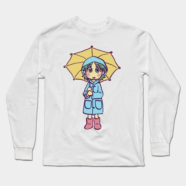 rainy season yotsuba in raincoat Long Sleeve T-Shirt by mudwizard